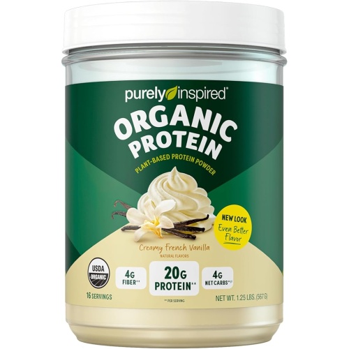 Purely Inspired Plant Based Organic Vegan Protein Powder for Women & Men 22g of Plant Protein Pea, Vanilla Protein Powder, 1.25 lb (16 Servings)